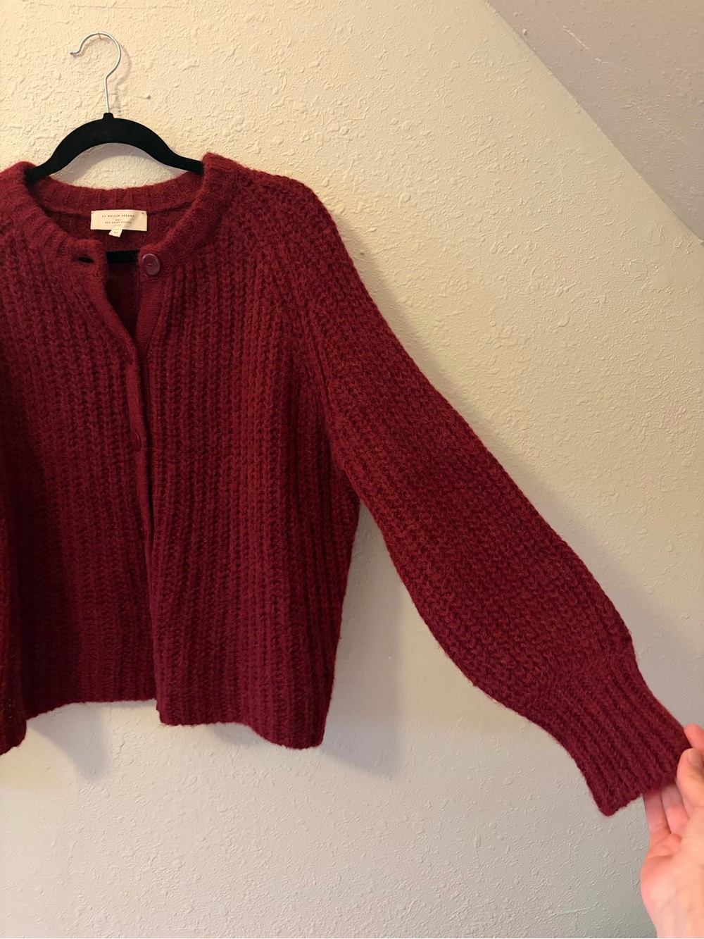 Sézane Emile Burgundy Alpaca Wool Chunky Cardigan XS - Picture 4 of 7